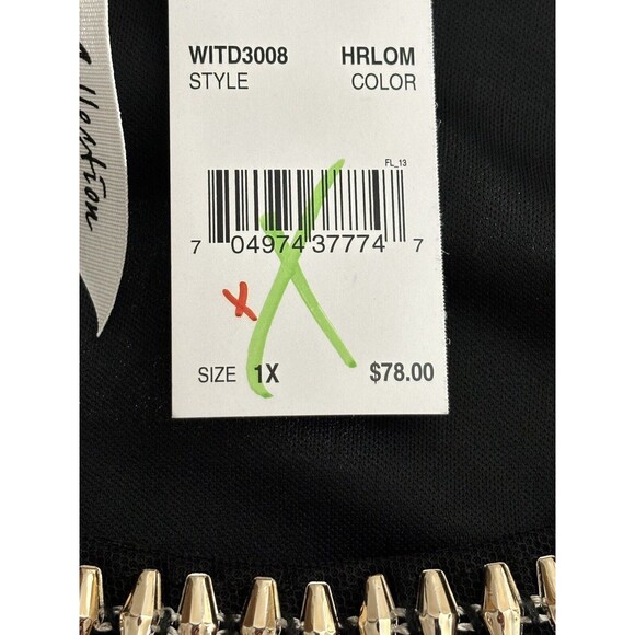 NY Collection Maxi Dress 1X Plus Geometric Embellished Artsy Travel Modest New - Picture 15 of 15